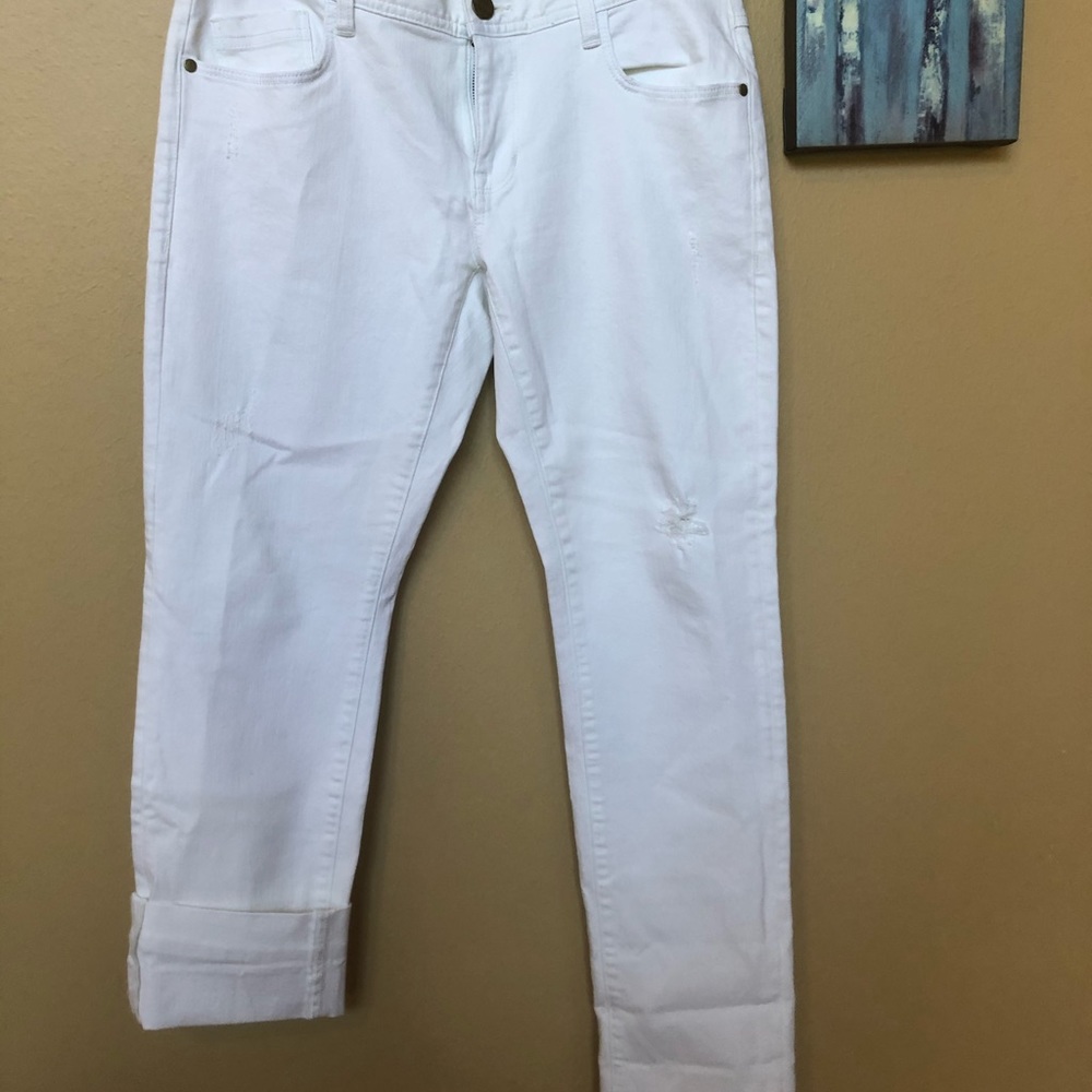 Cabi white distressed jeans.